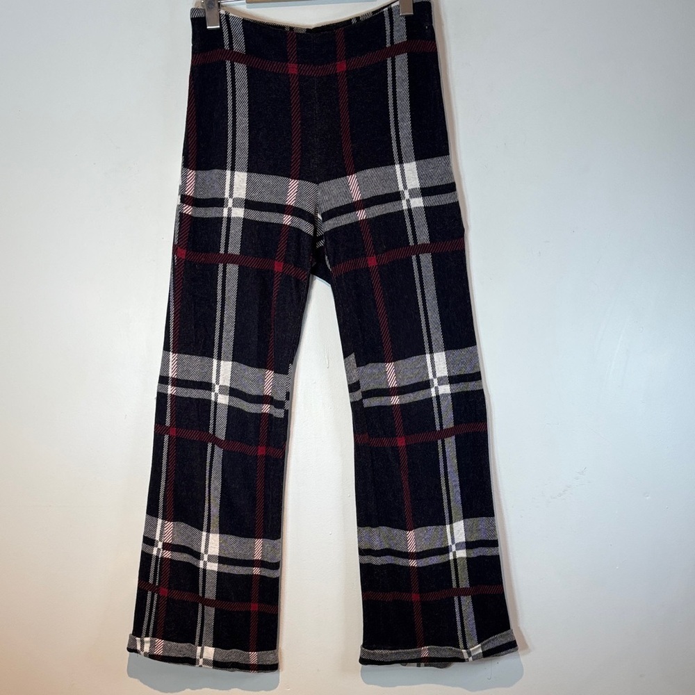 Iris Setlakwe Plaid side zip flared pants size 6